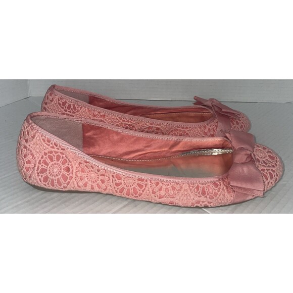Alfani Flats Women’s 11M Pink Ballet Lace Bow Slip-On Shoes Round Toe Amor - Picture 2 of 14